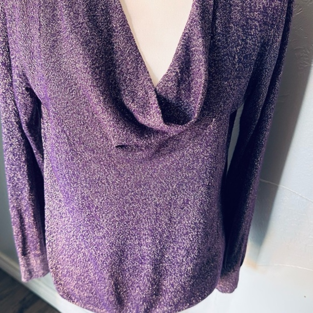 Dana Buchman Purple Blouse with Cozy Knit Texture - Picture 1 of 5